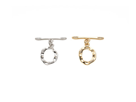 Gold or Silver cz embellished toggle clasp, T bar, cz toggle clasp, cz toggle clasp, cz set toggle clasp, Designer Clasp, CLG073, CLS073