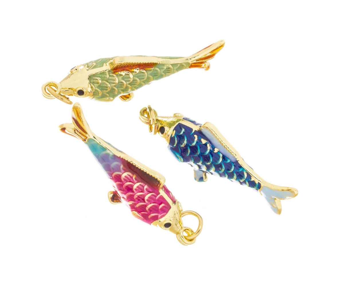 Tropical Fish Charm,Two Sided Multi color Fish Charm,Enamel Fish Charm For Jewelry Making,Gold Fish Charm For Charm Necklace,CPG2617