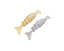 Gold Or Silver Twirling Moving Fish Charm,Two Sided Fish Charm With CZ,Fish Charm For Necklace Or Earring Making,CPG-CPS1212