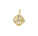 Dainty Intricate Floral Design Charm,Geometric Pave Gold Charm,Diamond Shape Filigree CZ Charm,CPG605