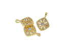 Dainty Intricate Floral Design Charm,Geometric Pave Gold Charm,Diamond Shape Filigree CZ Charm,CPG605