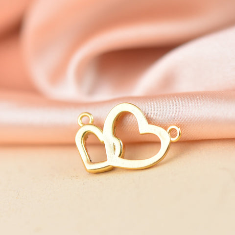Gold Heart Connector Can Be Used For Necklace Or Bracelet , Micro Pave CZ Heart Connector, CNG038