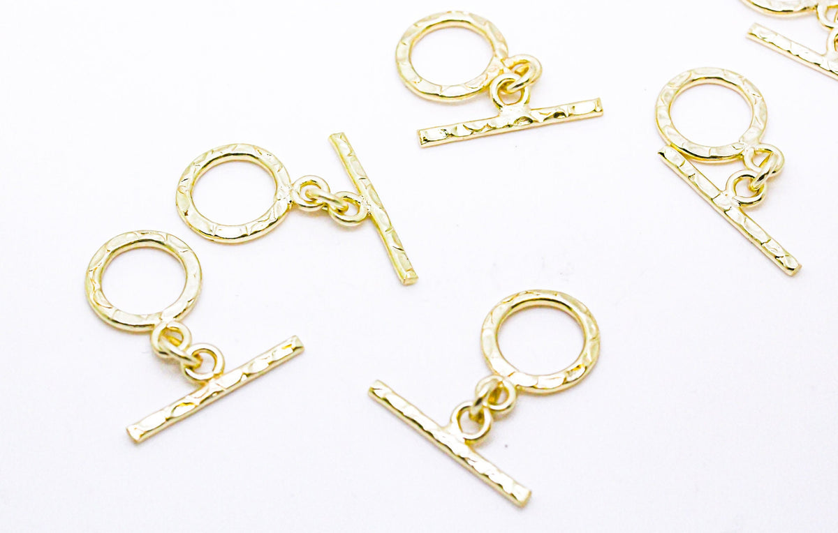 5 sets Gold Hammered Toggle Clasp, textured toggle clasp, 19x21mm, 5 sets, 20 sets, 50 sets, WHOLESALE,CLG039