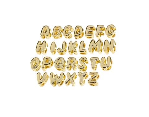 Gold And Silver Balloon Alphabet Letter Slider Charm,Balloon Bubble Letters,Birthday Balloon Initial Charm,Balloon Bead Charm,CPG2015