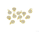 Pave Dainty Disc Charm,Small Charm For Bracelet,Round CZ Circle Gold Charm,CPG681