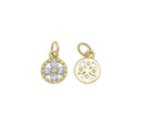 Pave Dainty Disc Charm,Small Charm For Bracelet,Round CZ Circle Gold Charm,CPG681