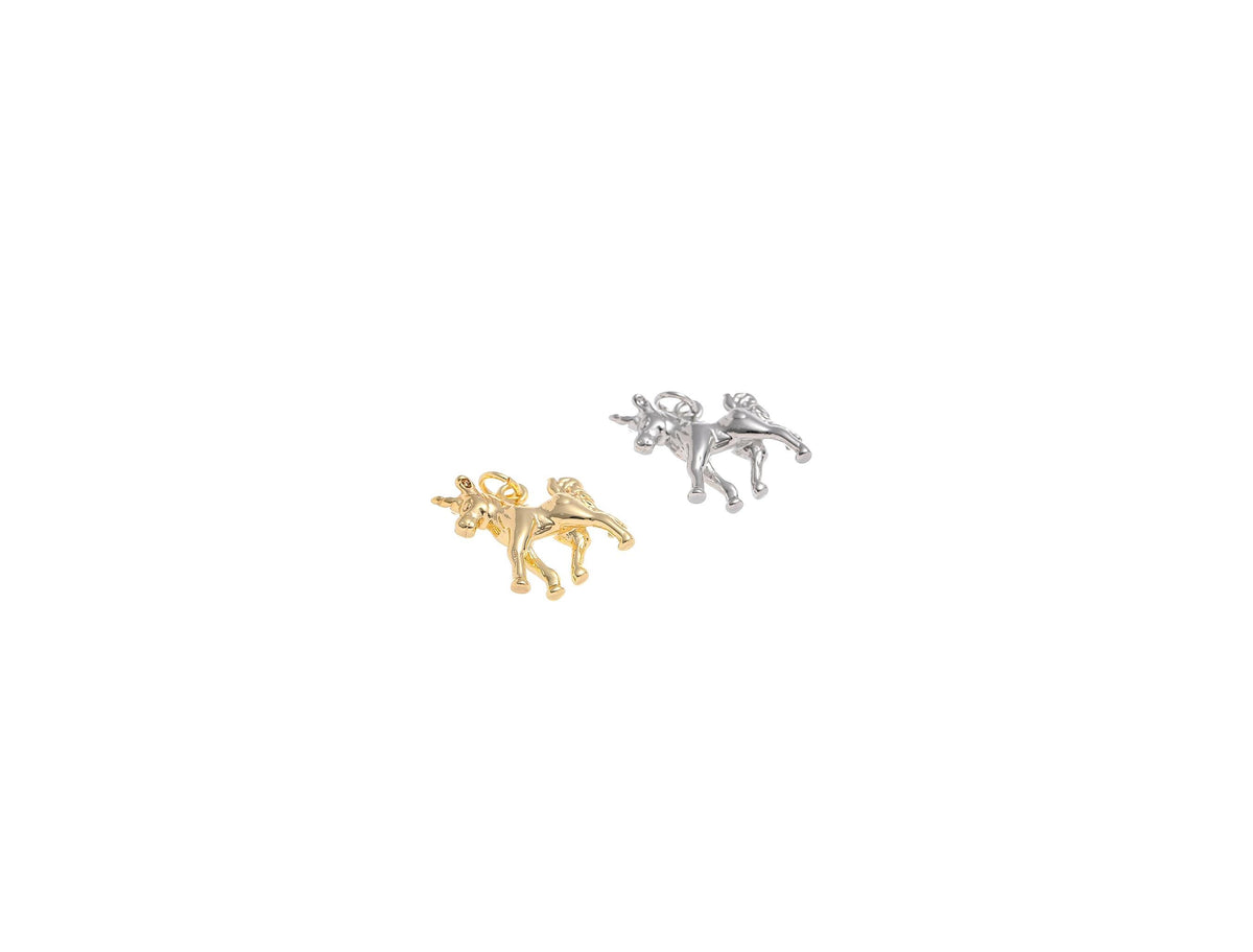 18k Gold or Silver Unicorn Charm or Pendant, Charms for kids, Magical Unicorn, CPG1508, CPS1508