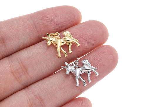 18k Gold or Silver Unicorn Charm or Pendant, Charms for kids, Magical Unicorn, CPG1508, CPS1508