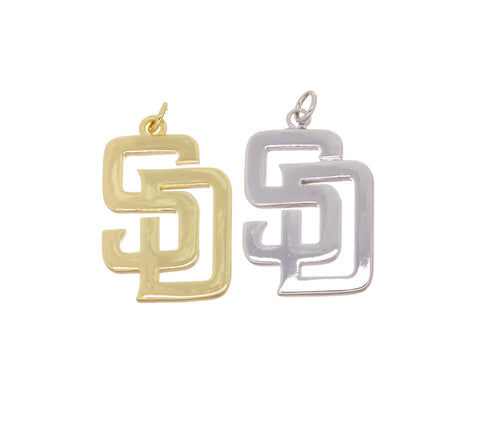 Gold Or Silver SD Charm,San Diego Monogram charm, Padres Charm, Gold San Diego Word Charm, Monogram Gold SD Charm,Baseball charm,CPG-CPS2215
