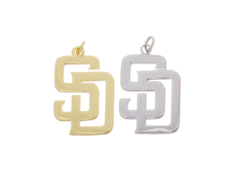 Gold Or Silver SD Charm,San Diego Monogram charm, Padres Charm, Gold San Diego Word Charm, Monogram Gold SD Charm,Baseball charm,CPG-CPS2215