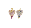 Ombre Heart Charm,CZ Ombre Heart Gold Charm,Pink Or Blue Ombre Heart Charm,Permanent Jewelry Making Charms,CPG2379P-CPG2379B