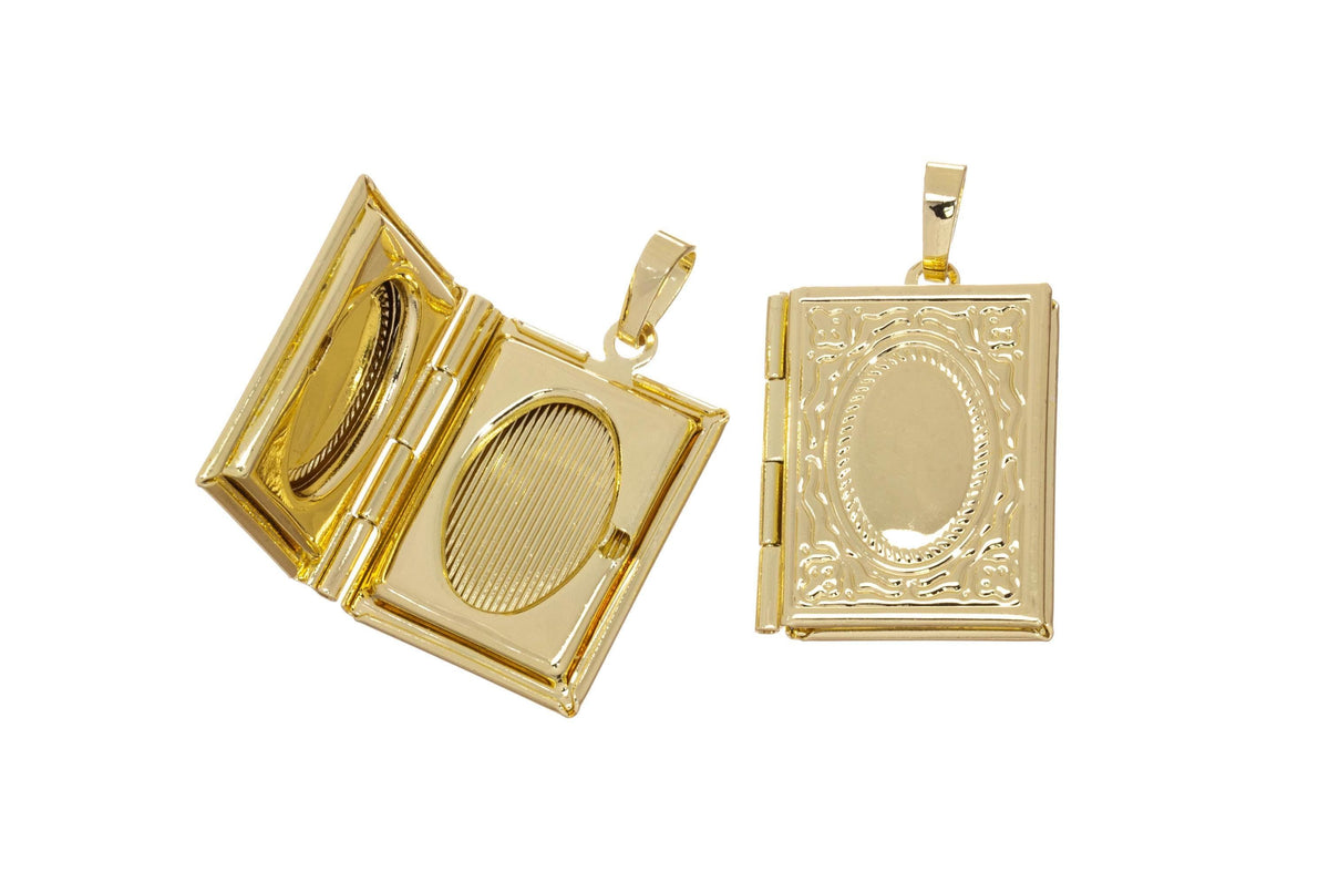 Photo Book Locket Charm,Gold Booklet Charm For Necklace,Picture Book Locket Charm,Locket Charm For Photo,Photo Locket Charm,CPG2135