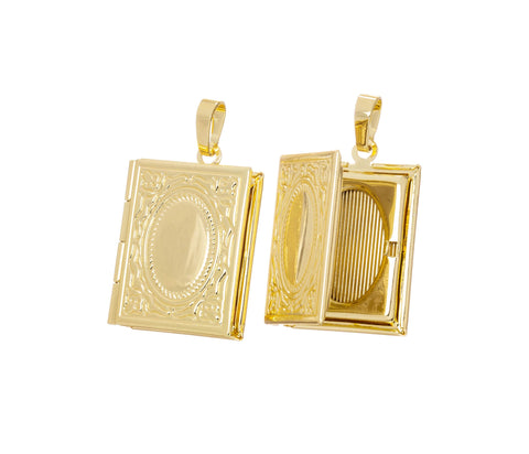 Photo Book Locket Charm,Gold Booklet Charm For Necklace,Picture Book Locket Charm,Locket Charm For Photo,Photo Locket Charm,CPG2135