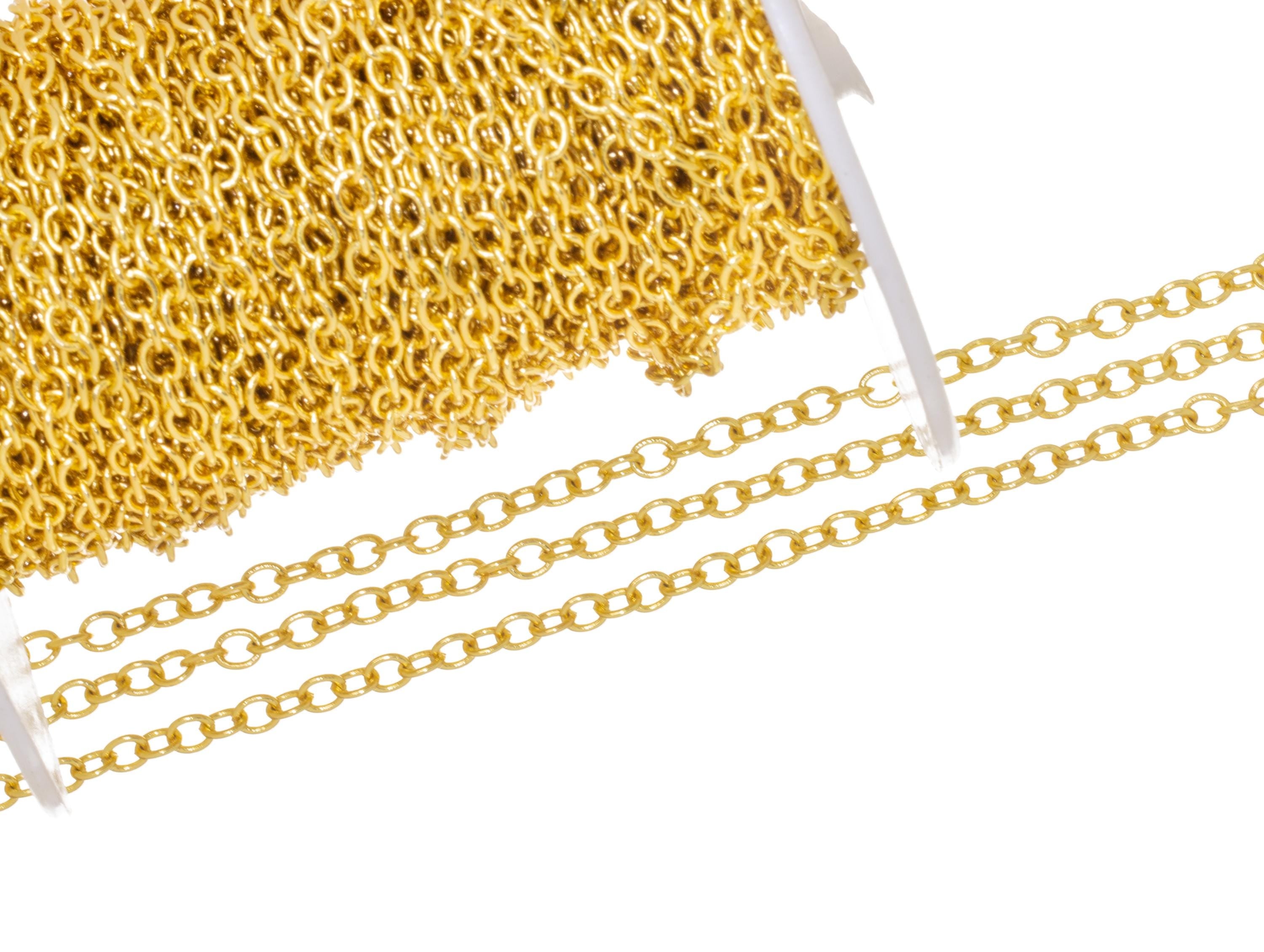 Oval 3.5MM Gold Rolo Link Chain,Rolo Oval Chain For Jewelry Making,Ova ...