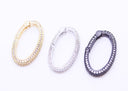 Gold, Silver or Gunmetal Small Full Pave Oval Spring Gate Ring, Double Sided,CLG119-CLS119-CLB119