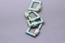 Turquoise/Gold Enamel 15x19mm Rectangle Candy Cane Carabiner lock, Screw Clasp, Screw on Clasp,CLG093