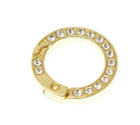 18k Gold CZ Open Circle Push in Clasp, Medium Size Round Clasp, Round Enhancer, Super Sparkly Bag Charm Clasp, Round Clasp, ZCL1014