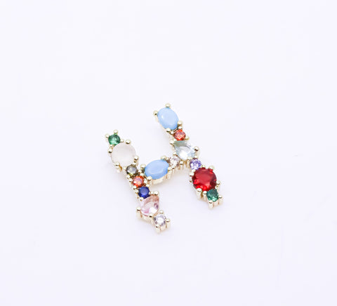 Rainbow color cz letter G-L Pendant, Rainbow Initial Pendant, 1 pc, 5 pcs, or 1 set, WHOLESALE