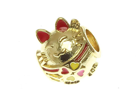 18k Good Luck Cat Spacer Gold or Silver, Maneki-Neko, Lucky Cat, Money Cat, Good Luck Cat, SPG096
