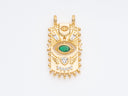 Gold rectangle Evil Eye Pendant, Dangling eye, 2 holes pendant, eye protection cz charm, green cz eye pendant, 28x14mm, CNG013