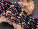 Multi Color Tiger eye Round Beads, 6mm, 8mm, 10mm, full strand, Protection, Courage and Strength 6R020, 8R025, 100R18