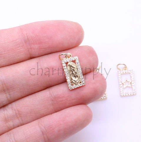 Guadalupe Dainty Gold Charm,Silver Virgin Mary Charm,Guadalupe Gold Or Silver Charm,Tiny Religious Charm,1 pc or 10 pcs,CPG284-CPS284