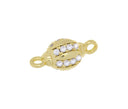Oval Gold Ball CZ Spacer Connector,Dainty Pave Oval Connector Charm,Oval CZ Elongated Connector Spacer,CNG103
