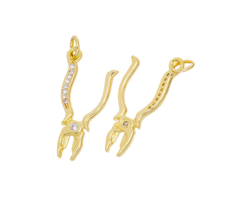 Gold Pliers Tool With CZ,Tool Charm For Handy Person,Pliers Charm For Jewelry Making,Household Repairs Dainty Pliers Charm,CPG2443