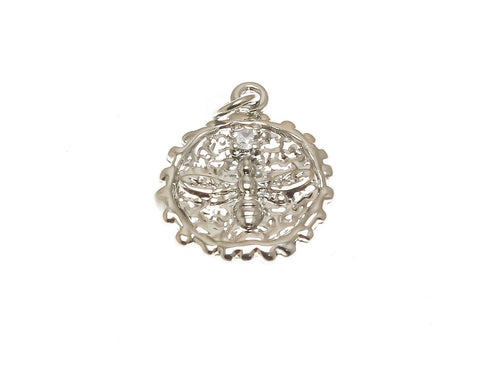 18k Gold or Silver Honey Bee or CZ Bee Pendant, Queen Bee Charm, Fertility and Prosperity Insect Charm, CPG1363,CPS1363