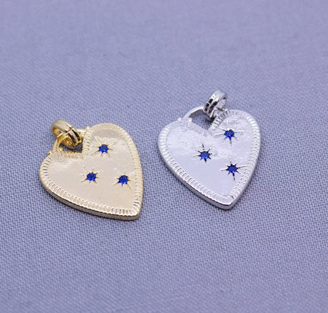 Gold or Silver Heart of Token with Stars, 1 piece or 10 pieces,CPG027,CPS027