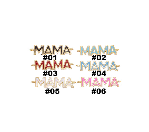 Mama Word Connector Charm For Bracelet,Monogram Mama Connector Bracelet Charm,Gold Mama Bracelet Charm With Enamel,CNG154