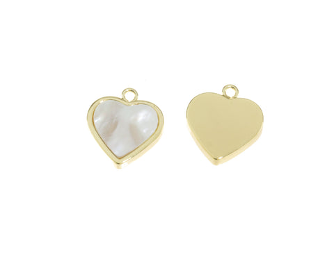 Heart Charm With White Mother Of Pearl,Gold Heart charm ,Dainty Heart charm,Heart Charm Gift For Her, CPG015