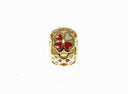 18k Gold Red Flower Spacer, Heart Details, Heart Cut Out Spacer Bead, Thick Band Spacer For Jewelry, SPG106