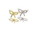 Gold Or Silver Ribbon Bow Tie Connector Charm,Gold Bow Tie Connector Charm,Bow Tie Ribbon  For Jewelry Making,CNG122-CNS122-CNG125-CNS125