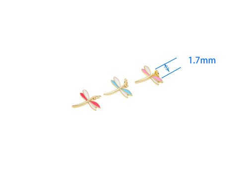 Gold Enamel Dragonfly Charm,Red Blue Pink Dragonfly Charms,Dainty Dragonfly Charm For Jewelry Making,Enamel Dragonfly Charm,CPG1561
