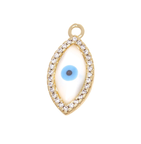 Evil Eye Amulet Charm,MOP Evil Eye Charm,CZ Evil Eye Protection Charm,Evil Eye For Necklace Or Earrings,Turkish Nazar Evil Eye Charm,CPG830