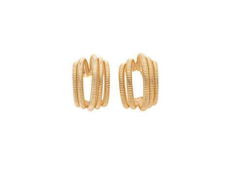 Gold Five Band Hoop Stud Earrings, Gold plated Brass, Round Circle Earrings, ERG347