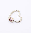 Gold Light Lavender Amethyst cz Heart Carabiner Lock, 20mm, Screw on clasp, Open Heart Lock, 1pcs or 10 pcs, WHOLESALE