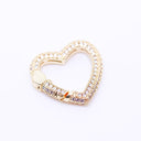 Gold, Silver or Gunmetal Small Full Pave Heart Spring Gate Ring, Double Sided, 20mm,
