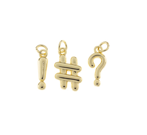 exclamation Mark Charm,Hashtag Symbol Charm,Question Mark Charm,Small Hashtag Gold Sign,Dainty Symbol Signs,CPG1162,CPG1163-CPG1164