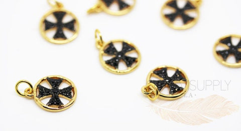 Gothic Cross Black CZ Charm/Black Diamond CZ Cross Pendant,CP368