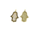 Gold Hamsa Charm With CZ,Hamsa Amulet Charm For Necklace And Bracelet,Pave CZ Hamsa Protection  Pendant,CPG603