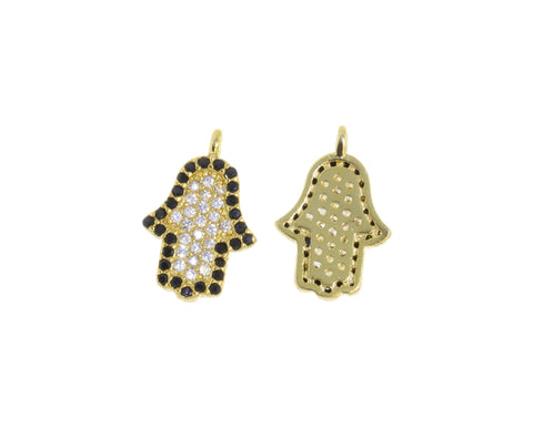 Gold Hamsa Charm With CZ,Hamsa Amulet Charm For Necklace And Bracelet,Pave CZ Hamsa Protection  Pendant,CPG603