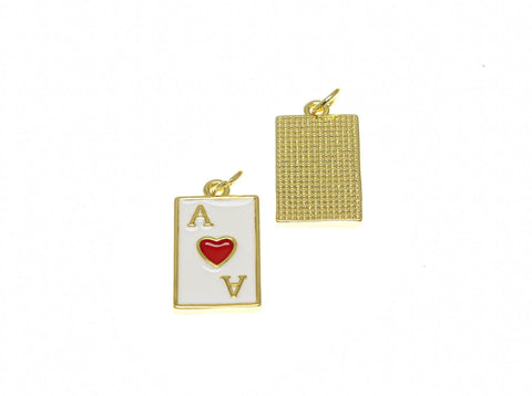 18k Gold Or Silver Ace of Hearts, Playing Cards Charm, Souvenir Gift Charm, casino lover Charm, lucky charm, Ace of Hearts, CPG2345, CPS2345