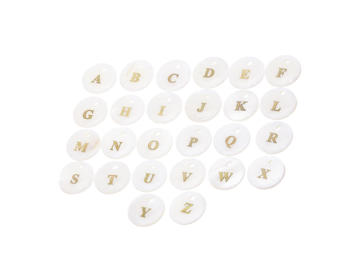 MOP Shell Inlay Monogram Initial Letter Charm,Disc Circle Alphabet initial Charm For Jewelry Making,MOP Round Monogram Letter Charm,CPG812