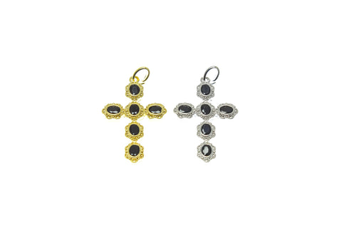 18k Gold or Silver Large Pave Cross Charm, Black CZ, Pave Gold Cross, Religious Gold Jewelry, Micro Pave Gold Cross Charm, CPG2269,CPS2269