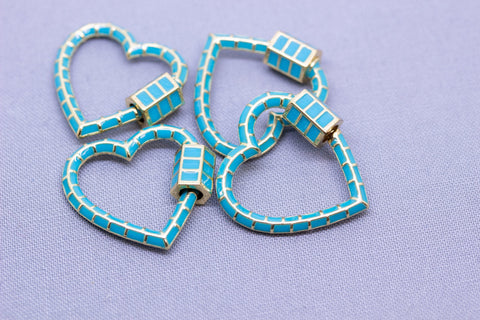 Turquoise enamel Carabiner Lock, 1pcs or 10 pcs, WHOLESALE