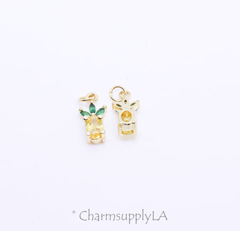 Gold Dainty Cute Pineapple Charm, Tropical Fruit Charm, Summer Vibe, Summer Party Charm, 1 pc or 10 pcs, WHOLESALE,CPG346