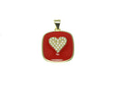 18k Gold Rectangle Dog Tag, CZ Heart Charm, Dog Tag CZ Heart Charm For Jewelry Making, Pave Heart Dog Tag Charm, CPG2341