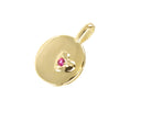 Gold Disc Charm With Heart . Round Charm With Heart ,Minimalist Gold Heart charm,Dainty Small Heart Charm, CPG026